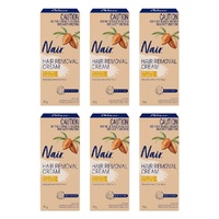 Nair Hair Removal Cream with Sweet Almond Oil Body & Face 75g Pack of 6