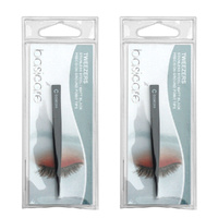 Basicare Point Tip Matte Black Stainless Steel Precision Tweezers 8.5cm x 2