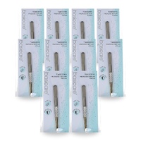 Basicare Slant Tip Half Gold Blade Tweezers Stainless Steel 85mm Pack of 10