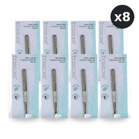 Basicare Slant Tip Half Gold Blade Tweezers Stainless Steel 85mm Pack of 8