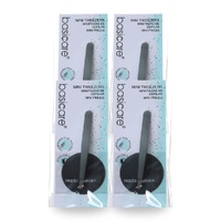 Basicare Mini Satin Flat Tip Tweezers Stainless Steel Hair Remover 7.3cm Pack of 4