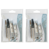 Basicare Stainless Steel Manicure Tool Kit with Clippers Tweezers and Nail File x 2