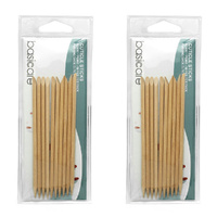 Basicare Cuticle Sticks 10 Pack 115mm Dual Ended Wooden Manicure Tools x 2