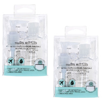 Basicare 2 Piece Travel Bottles 60ml and 80ml Refillable Set with Stickers x 2