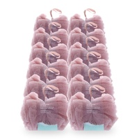 Basicare Fluffy Bath Sponge Pink Pack of 12