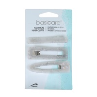 Basicare Fashion Hair Clips White 3 Piece Set