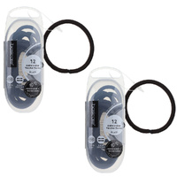 Basicare Snag Free Round Hair Elastics Black 12pcs Secure No Metal Hair Ties x 2