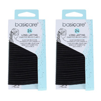 Basicare Elastic Black Hair Bands 24pcs 4mm No Metal Tangle Free x 2