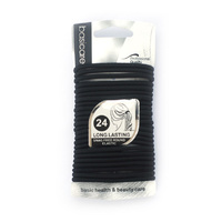 Basicare Elastic Black Hair Bands 24pcs 4mm