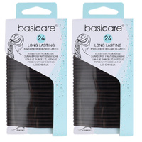Basicare Elastic Brown Hair Bands 24pcs 4mm No Metal Tangle Free x 2