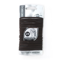 Basicare Elastic Brown Hair Bands 24pcs 4mm