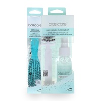 Basicare Detangle Hair Brush Medium Aqua + Brush Cleaning Kit