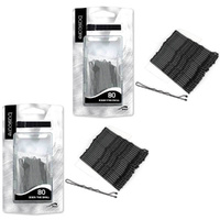 Basicare Black Bobby Pins 5cm 80 Pack Strong Durable Hair Styling Clips x 2