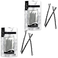 Basicare Black Bobby Pins 6.2cm 36 Pack Durable Medium Hair Styling Clips x 2