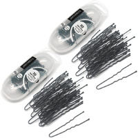 Basicare Hair Pins Black Medium 5cm 30 Pack Ball Tip Secure Hold x 2