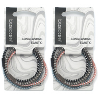 Basicare Long Elastic Hair Ties Pack of 4 Strong Durable Hair Bands x 2