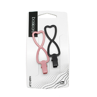 Basicare Stylish Heart Hair Clip Pink And Black Pack of 2