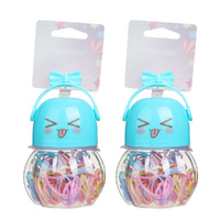 Basicare Elastic Hair Bands Pastel 130 Pack Medium Size Strong Hold Styling x 2