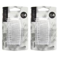 Basicare Side Comb Four Pack Clear Hair Styling Clips Secure Hold x 2