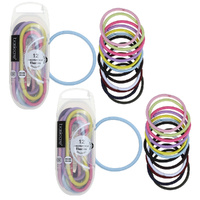 Basicare Stretchy Elastic Hair Bands Snag Free Thick 12 Pack Assorted Colours x 2