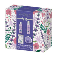 Yardley English Lavender Gift Set 100ml Body Wash, Mist, 100g Soap & Bath Sponge