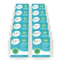 Beauty & Me Paper Stem Cotton Tips 200 Pack Eco Friendly Soft and Strong Bundle of 12