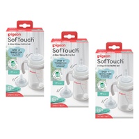 Pigeon SofTouch 2-Step Straw Bottle Set 6+ Months 240mL Pack of 3