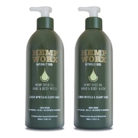 Hemp Worx Lemon Myrtle & Clary Sage Hand and Body Wash 500mL Pack of 2