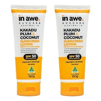 In Awe Kakadu Plum and Coconut Sunscreen Lotion SPF50+ 150g Pack of 2