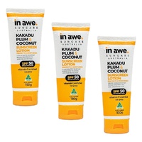 In Awe Kakadu Plum and Coconut Sunscreen Lotion SPF50+ 150g Pack of 3