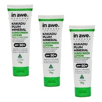 In Awe Kakadu Plum Mineral Sunscreen Lotion SPF50+ 75g Pack of 3