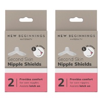 New Beginnings Silicone Nipple Shields Size L, Pair Pack of 2