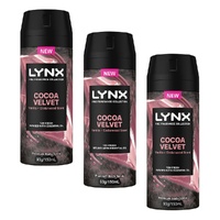 Lynx Fine Fragrance Body Spray Cocoa Velvet 150mL Pack of 3
