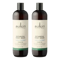 Sukin Botanical Body Wash Lime and Coconut 500mL Pack of 2