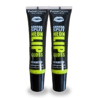 Paintglow 15ml Banana Split Flavoured Neon Yellow UV Lip Gloss Pack of 2