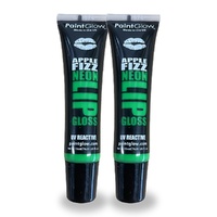 Paintglow 15ml Apple Fizz Flavoured Neon Green UV Lip Gloss Pack of 2