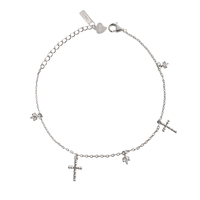 Culturesse Adina Fine Diamante Cross Charm Bracelet (Silver)