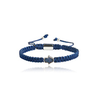 Culturesse Sacha Pave Hamsa Hand Bracelet (Silver Charm Blue String)