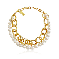 Culturesse Sequoia Artisan 24K Pearl Chain Bracelet