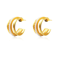 Culturesse Bijoux 24K Gold Trio Hoop Earrings