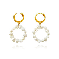 Culturesse Artemis 24K Artisan Pearl Hoop Earrings