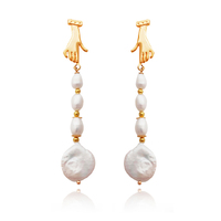 Culturesse Desiree Artisan 24K Pearl Drop Earrings