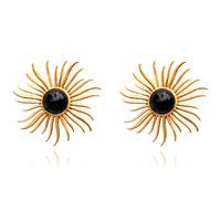 Culturesse Lumina Artisan 24K Onyx Sun Earrings