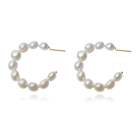 Culturesse Blanco 24K Artisan Pearl Hoop Earrings
