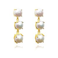 Culturesse Lyanna 22K Premium Pearl Drop Earrings (3 Pearls)