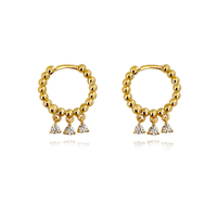 Culturesse Augusta Beaded Zirconia Drop Earrings (Gold Vermeil)