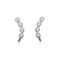 Culturesse Alanna Diamante Curve Stud Earrings (Silver)