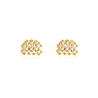 Culturesse Aquarius Artisan Zirconia Pavé Stud Earrings (Gold)