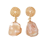 Culturesse Alexa Pink Baroque Pearl Drop Earrings