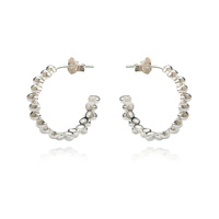 Culturesse Aisling Beaded C Hoop Earrings (Silver)